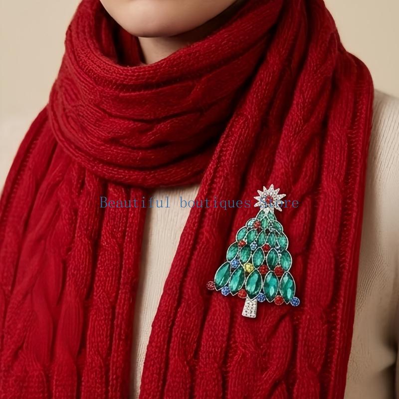 Men Accessories Look - Broche arbre noël U4LF, couleur multicolore