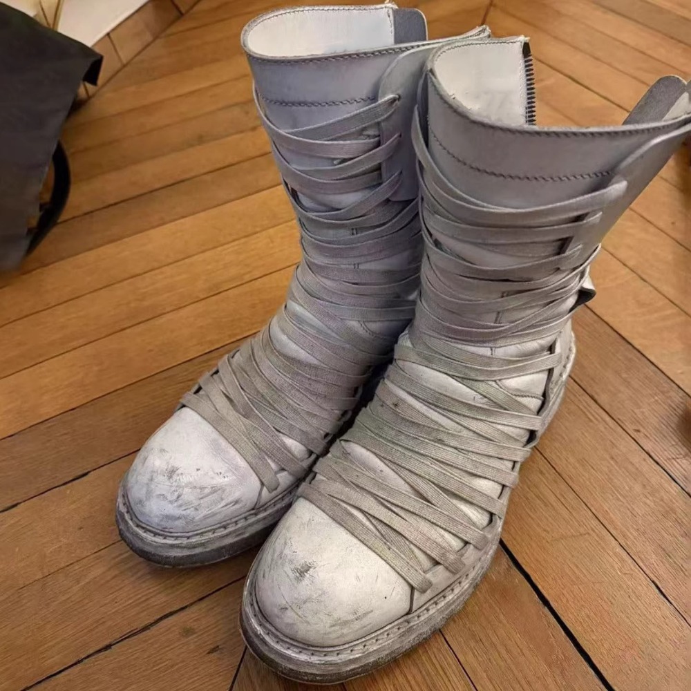 Men'S Accessories Leather - Bottes de marche blanches à lacets