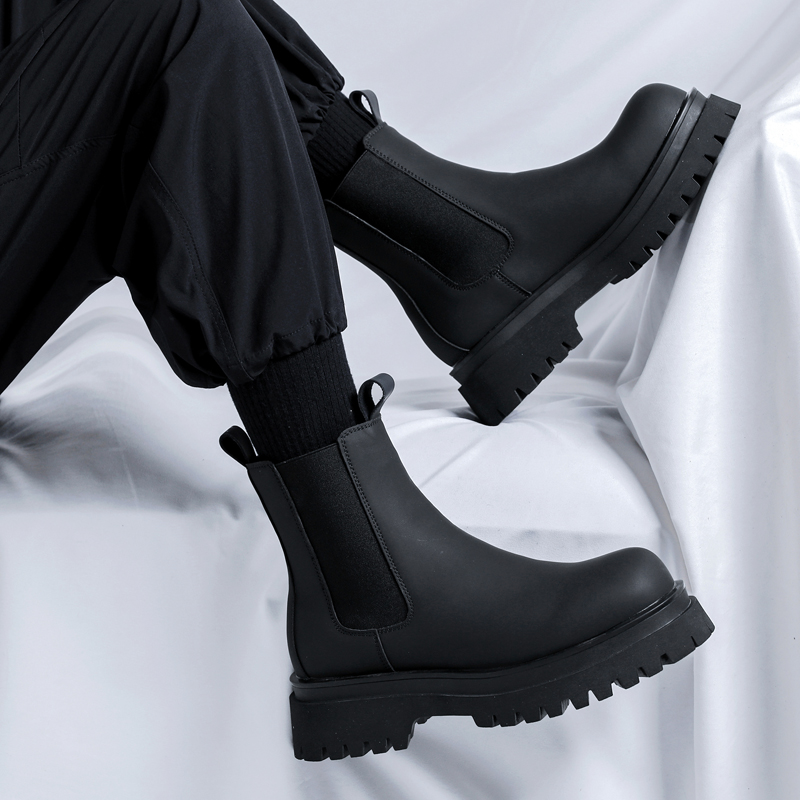 Men'S Accessories Leather - Bottes Chelsea montantes noires en cuir